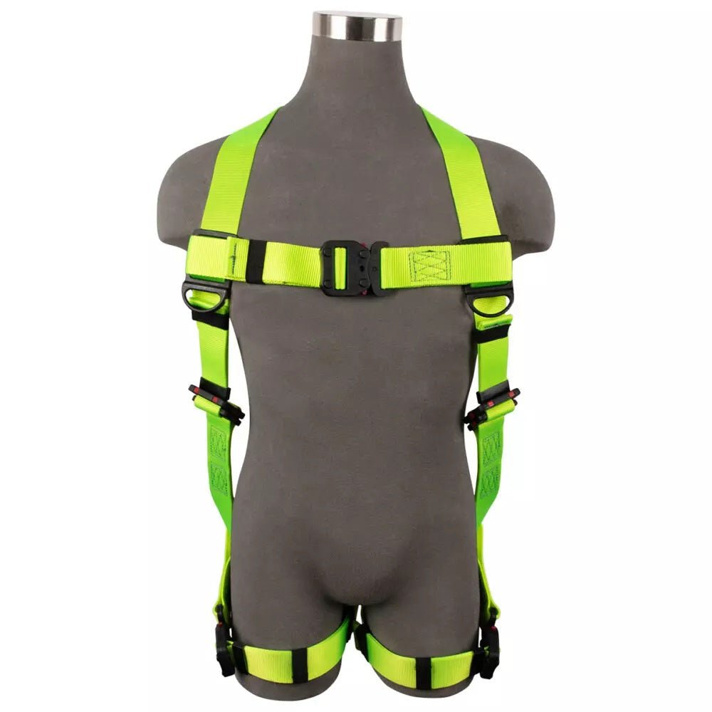 Arc Flash Full Body Harness: 1 D-Ring, Mating Buckle Torso, Quick-Connect Chest/Legs - SW77225-UT3QC - BHP Safety Products